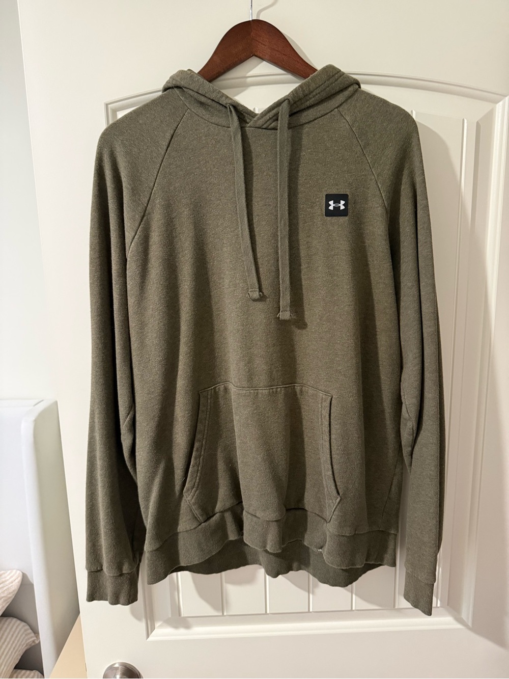 Under Armour Men's Olive Hoodie Pullover with Logo Patch